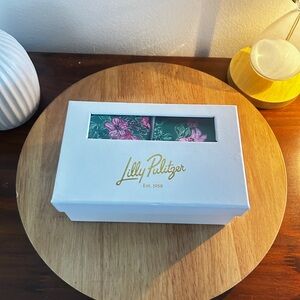 Lilly Pulitzer Green & Pink Tie and Pocket Square Floral Set